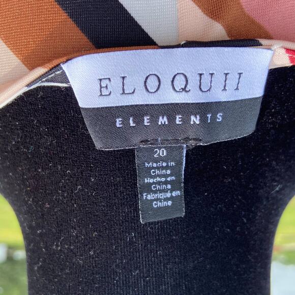Eloquii Elements Womens Dress Sz 20 Plus Size Striped Midi Faux Wrap Tie Waist - Picture 7 of 8